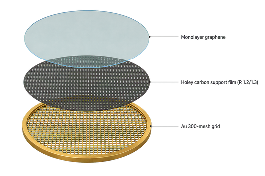 Early Access - Sindri Graphene Grids, Holey Carbon on Gold, R1.2/1.3, 300 Mesh